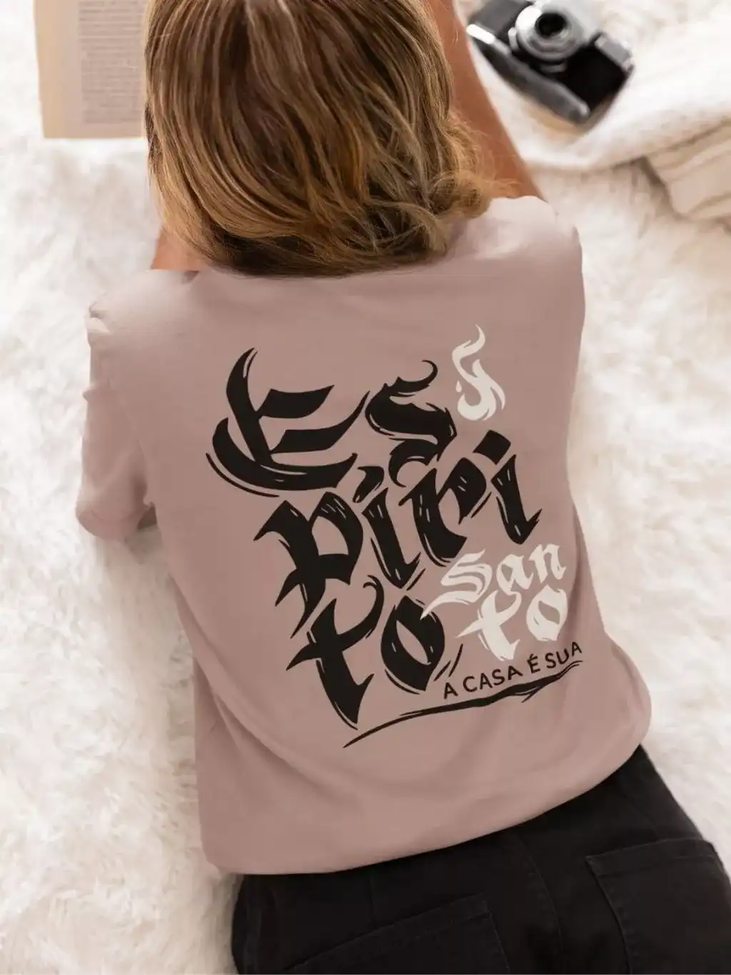 Imagem produto Camiseta Feminina Espírito Santo A Casa É Sua Cristã 100% Algodão Premium