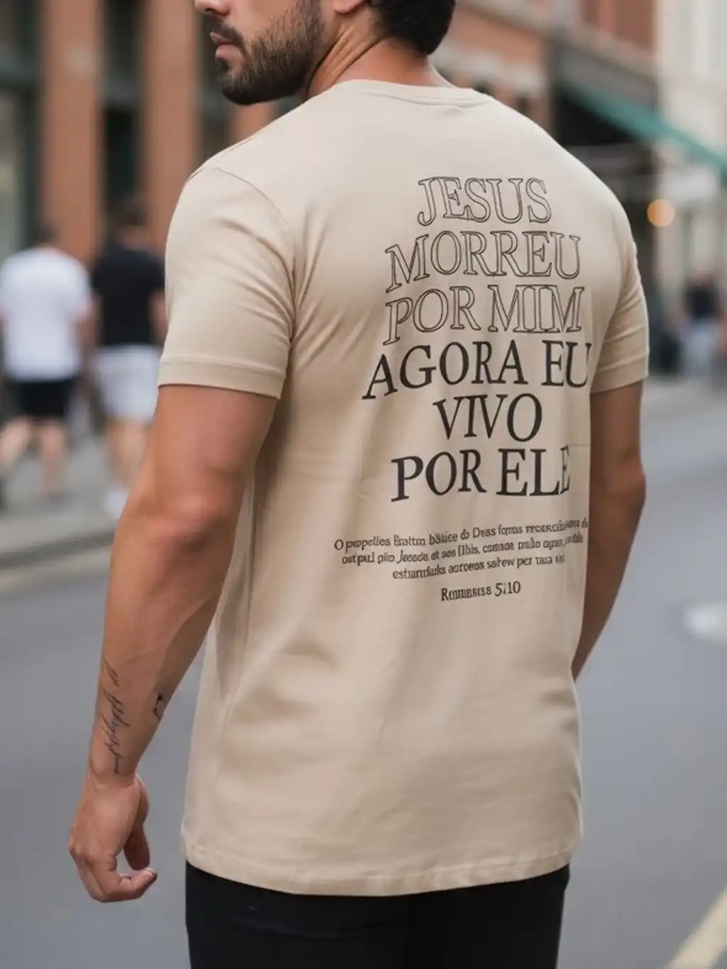 Imagem produto Camiseta Masculina JESUS MORREU POR MIM 100% Algodão