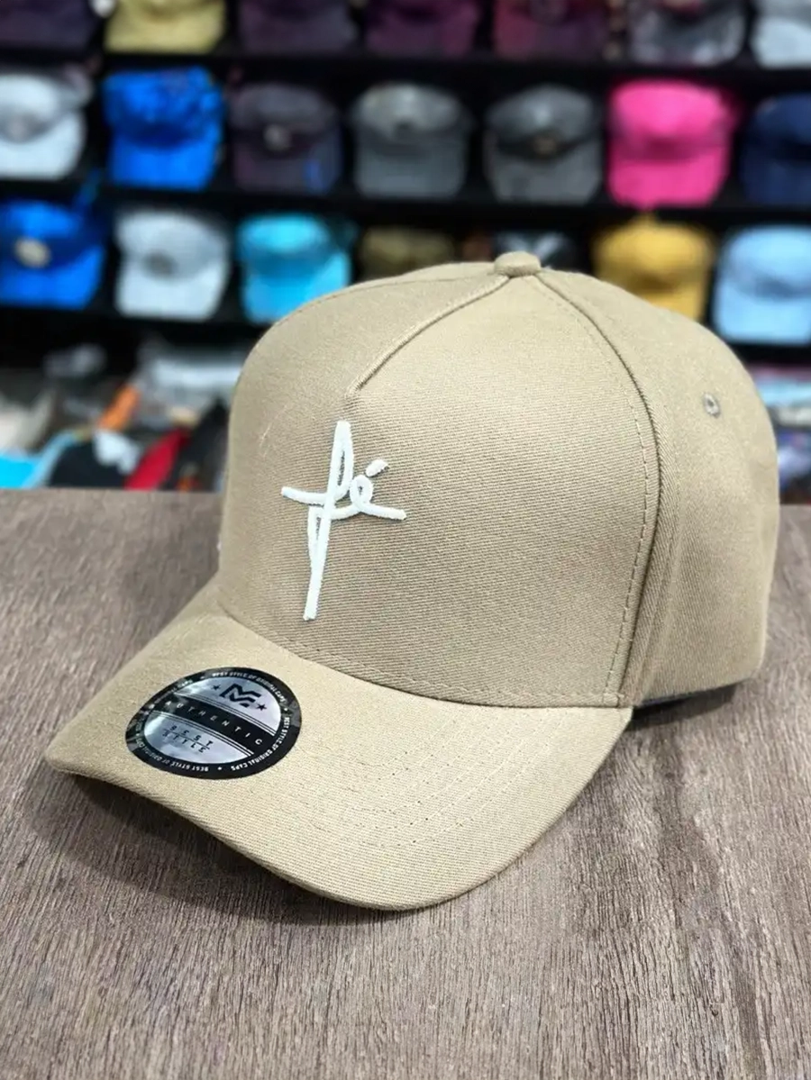 Imagem produto Boné aba curva, Fé, gospel, fivela, bordado, aberto, frente americana, unissex