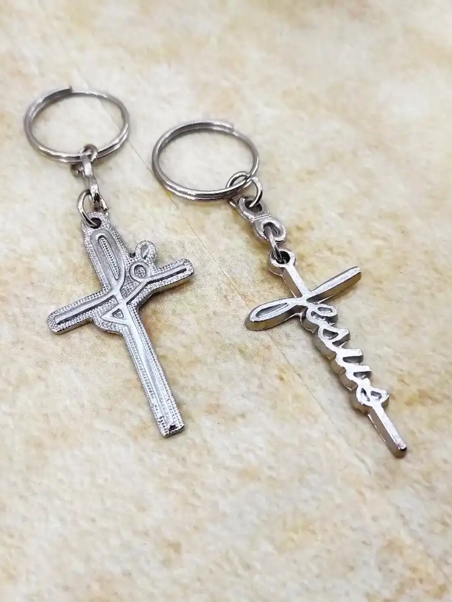 Imagem produto Chaveiros em Metal Fé e Jesus Religioso Católico e Evangélico Gospel Presente Criativo Casal
