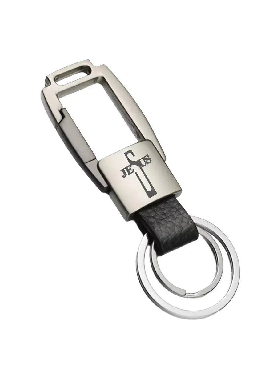 Imagem produto Chaveiro Cruz Jesus Cristo Metal Com Mosquetão Gospel - FF