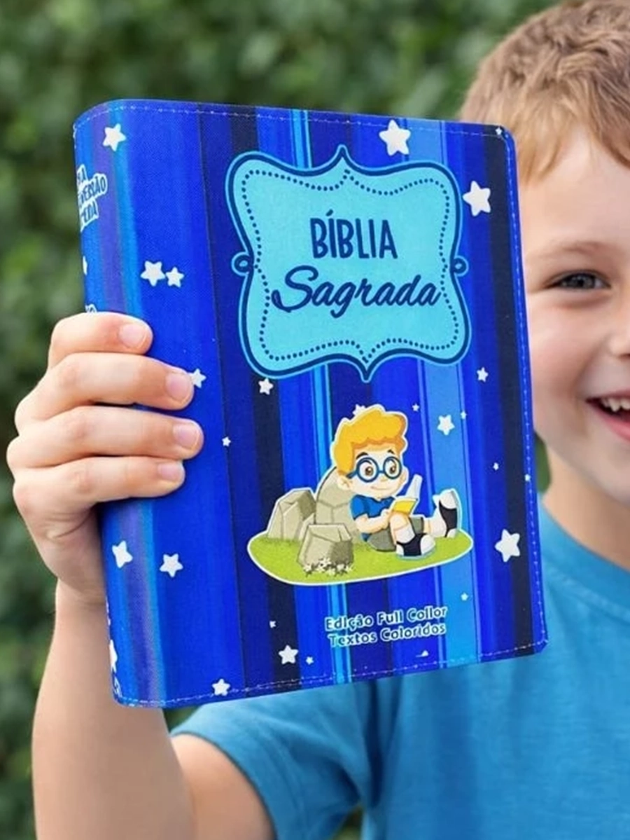 Imagem produto Bíblia Infantil Menino Bíblia Palavras De Jesus Em Vermelho Evangélica