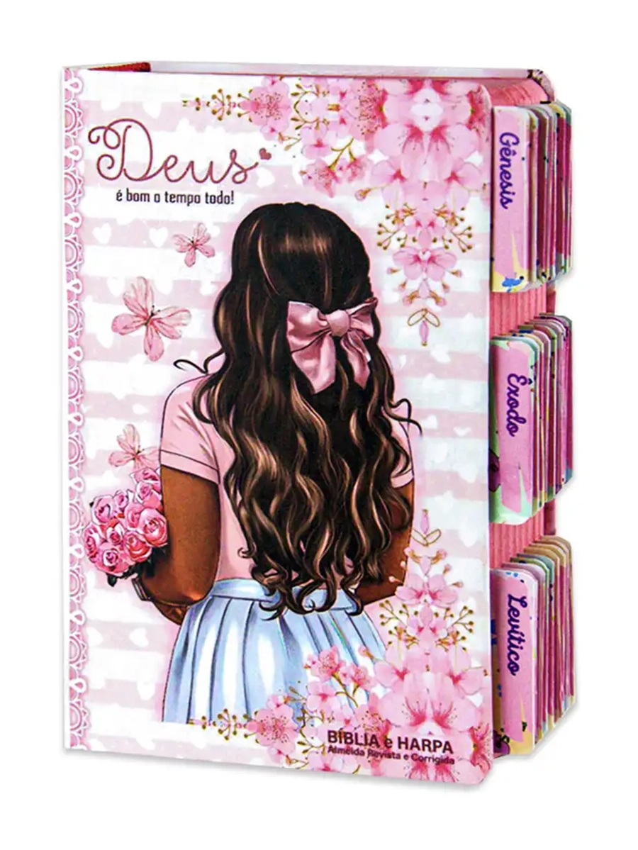 Imagem produto Bíblia Sagrada Evangélica Com Índice Abas Adesivas - Flores Aquarela