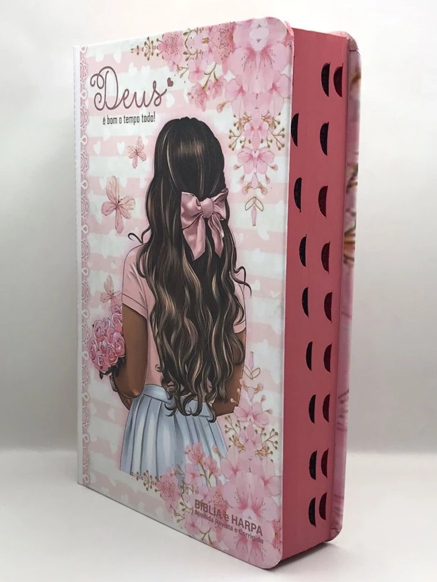 Imagem produto Bíblia Sagrada Tamanho Grande com Harpa Palavras de Jesus em Vermelho Capa Dura Deus é Bom o Tempo T